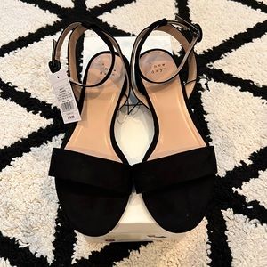 Black strappy kitten heels